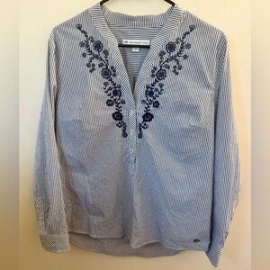 Southern Tide Navy & White Striped Embroidered Tunic, Size Medium